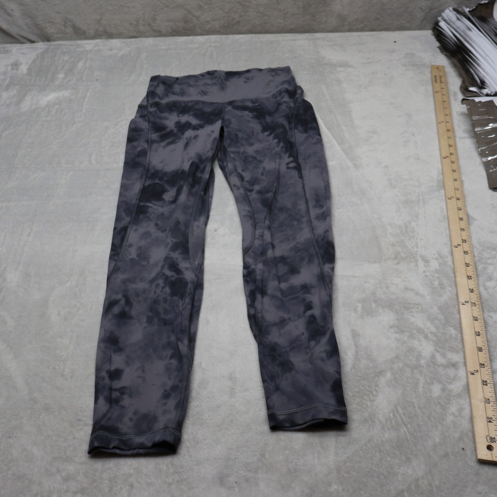 Lululemon Leggings Womens 8 Black Tie Dye Align High-Rise Pants Cropedp 24x25